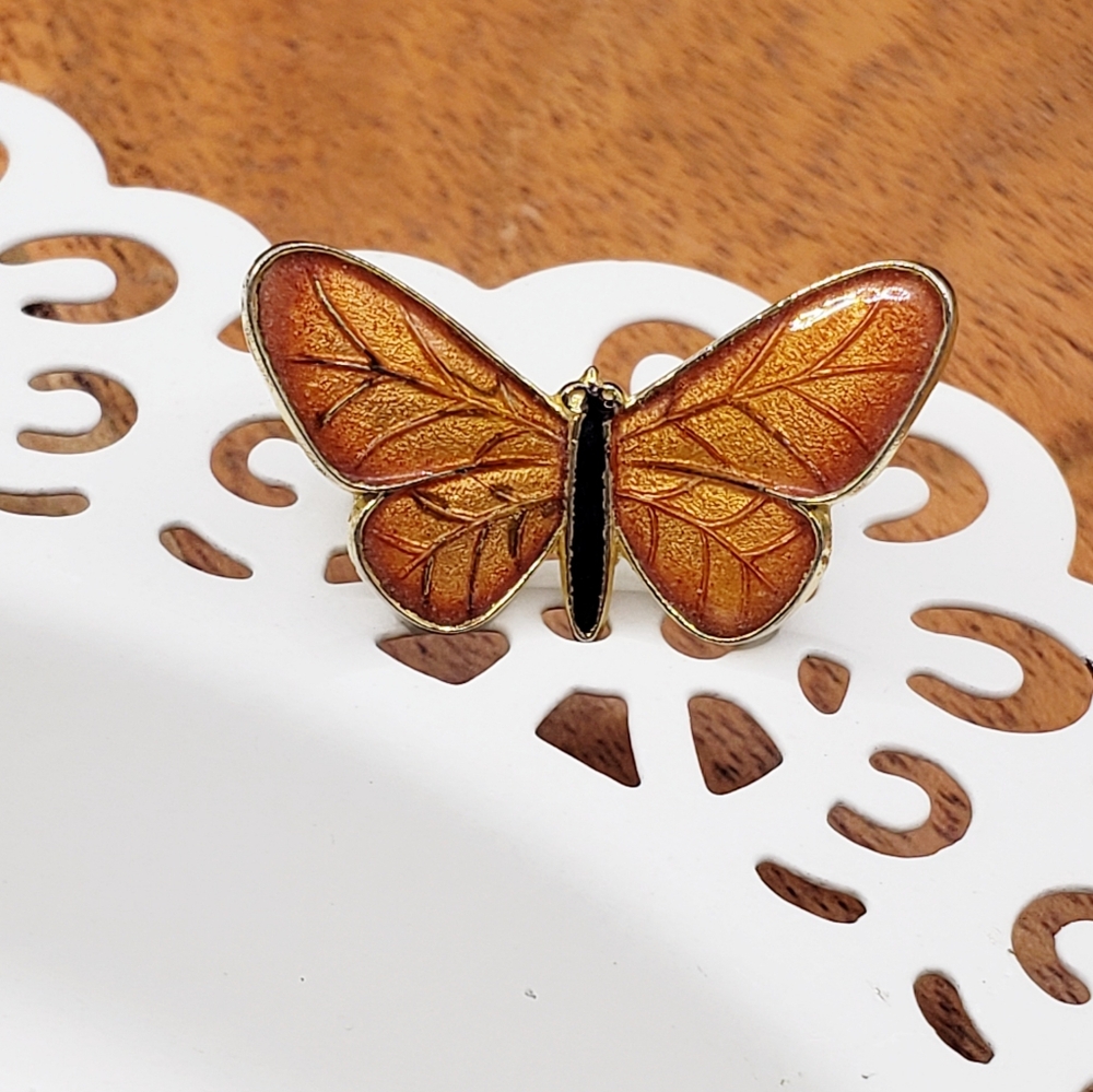 Beautiful Orange Butterfly Brooch